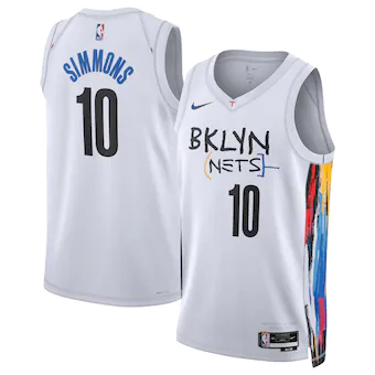 Men's Brooklyn Nets #10 Ben Simmons 2022/23 White City Edition Stitched Basketball Jersey